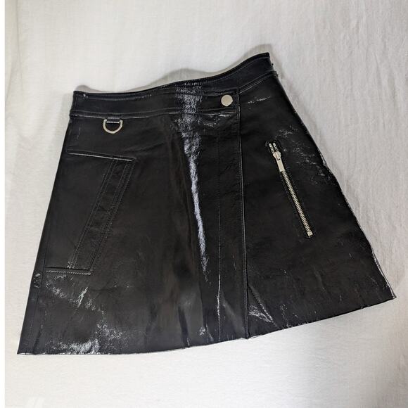 DEREK LAM 10 CROSBY Skirt Size 2 Patent Leather Mini $795 Party Date Night Moto - Picture 2 of 13